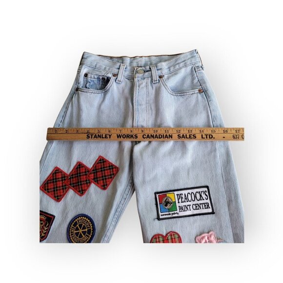 Upcycled Vintage Levi's Patch Straight Leg Jeans XS - Picture 13 of 16